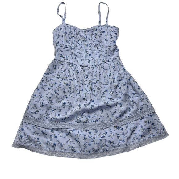 Hollister Baby Blue Floral Tiered Lace Mini Dress - M - Picture 9 of 14